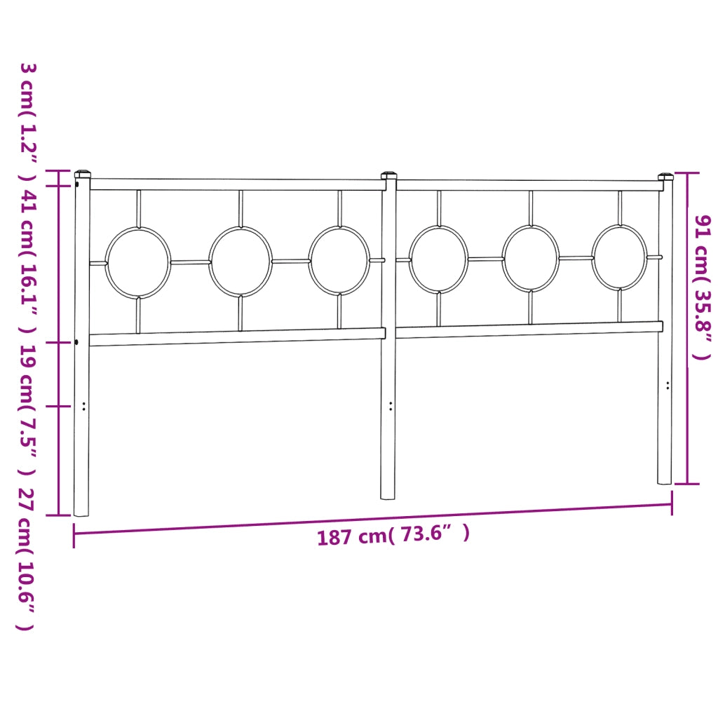Testiera di Ricambio in Metallo Nero 180 cm 376262
