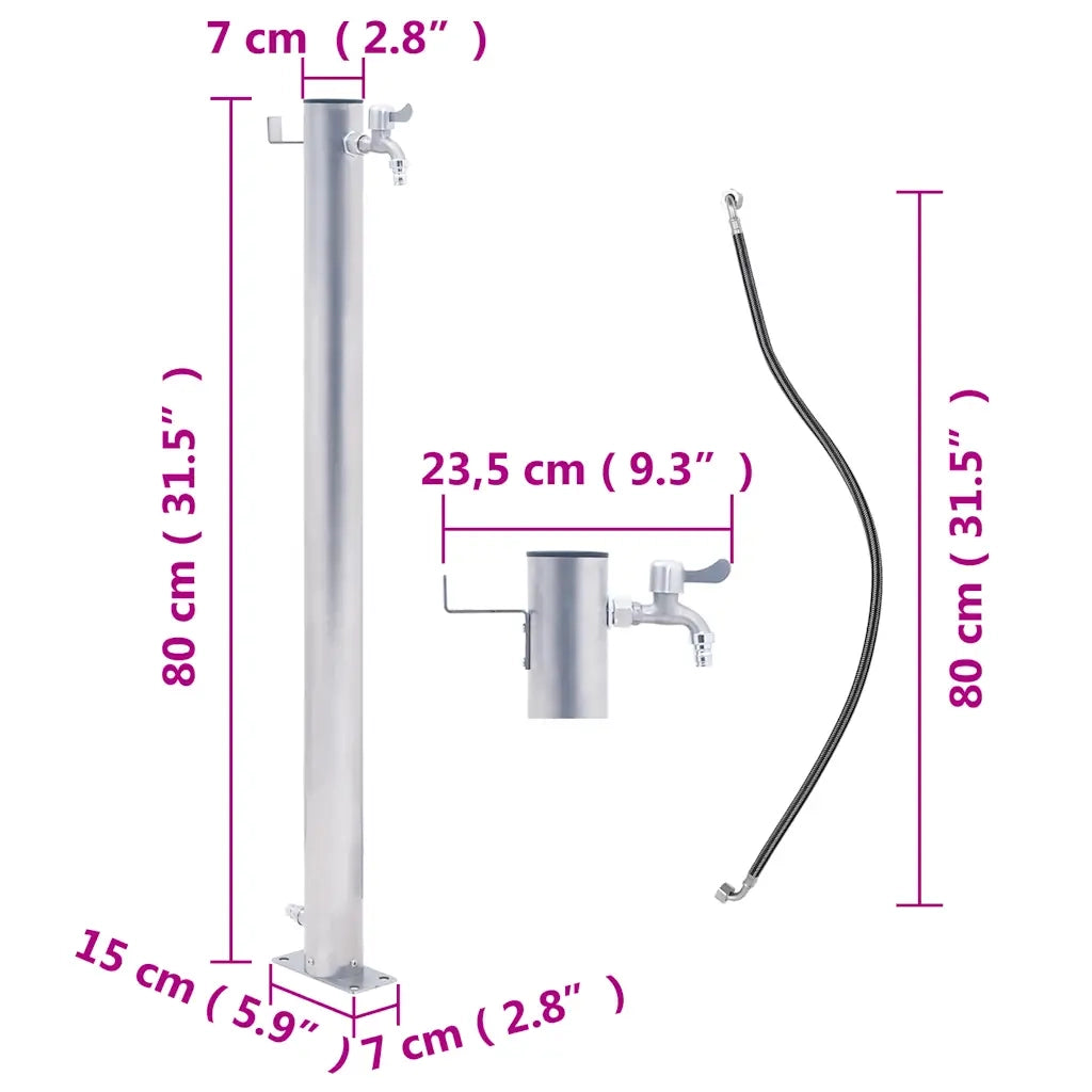 Colonna d'Acqua da Giardino 80 cm Acciaio Inox Rotonda CFW2582805