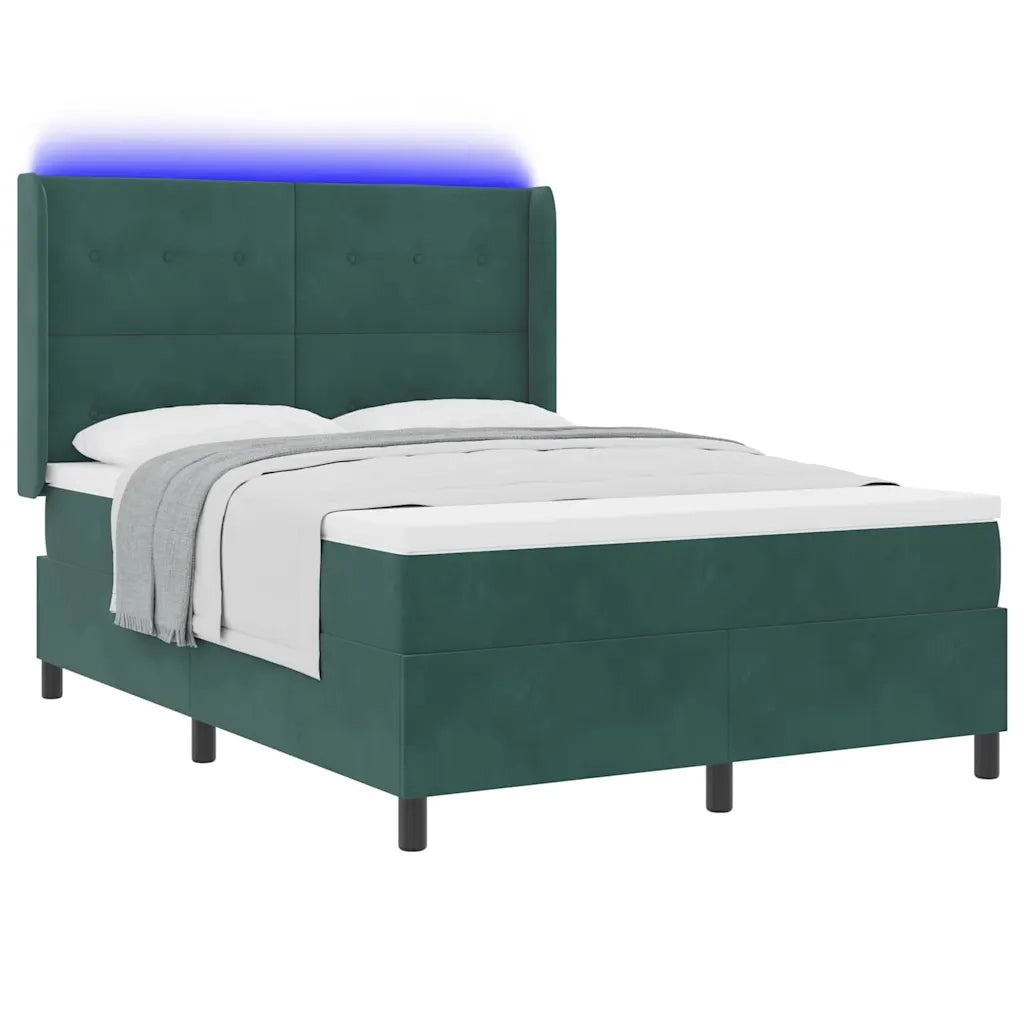 Letto a molle con strisce LED Verde 140 x 190 cm Velluto 3343865