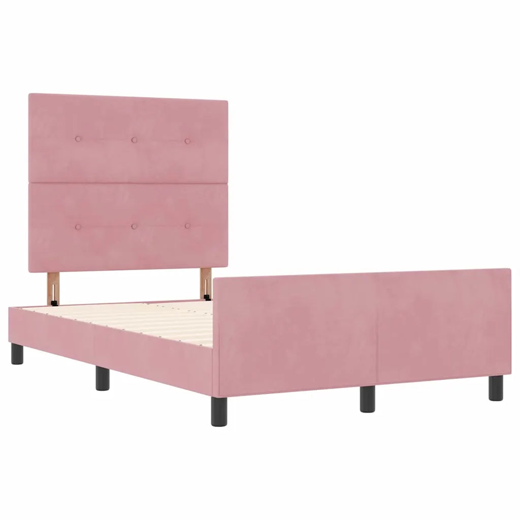 Letto a molle con testiera Rosa 120 x 200 cm Velluto 3344938