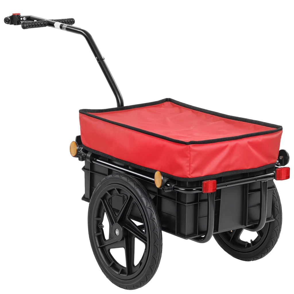Rimorchio per Bicicletta ¨C Xylo ¨C Copertura Oxford Riflettente Telaio Acciaio 40kg 144x59x80cm Rosso Nero