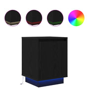 Comodino | Armadio da Notte | Mobiletto da notte con Luci LED Nero 38x34x50 cm