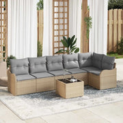 Set Divano da Giardino 7 pcs Beige polyrattan