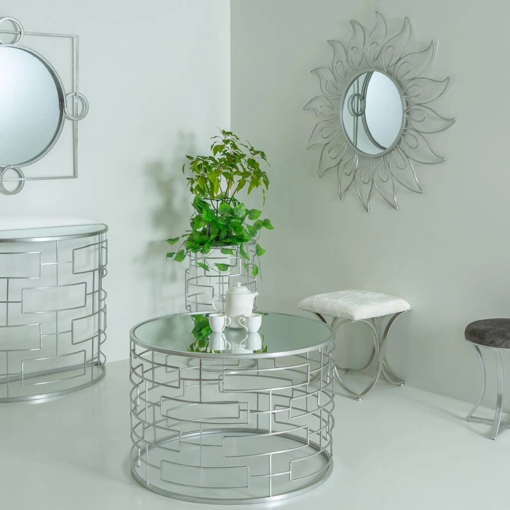 Sgabello imbottita in metallo argento 41x41x47h