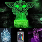 Lampada da Notte Star Wars con illusione 3D, 3 modelli e 16 colori variabili - spegnimento automatico con telecomando Smart Touch per decorazione interna e regali