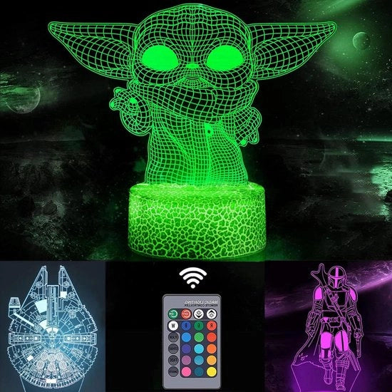 Lampada da Notte Star Wars con illusione 3D, 3 modelli e 16 colori variabili - spegnimento automatico con telecomando Smart Touch per decorazione interna e regali