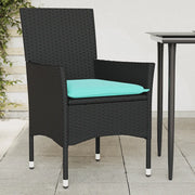 Sedie da Giardino con Cuscini 2 pz Nere in Polyrattan 368118