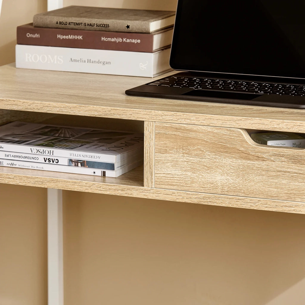 Scrivania Piccola con libreria, cassetto e cubo Misura del Piano del Tavolo L76*P50*A75 cm FWT63-N