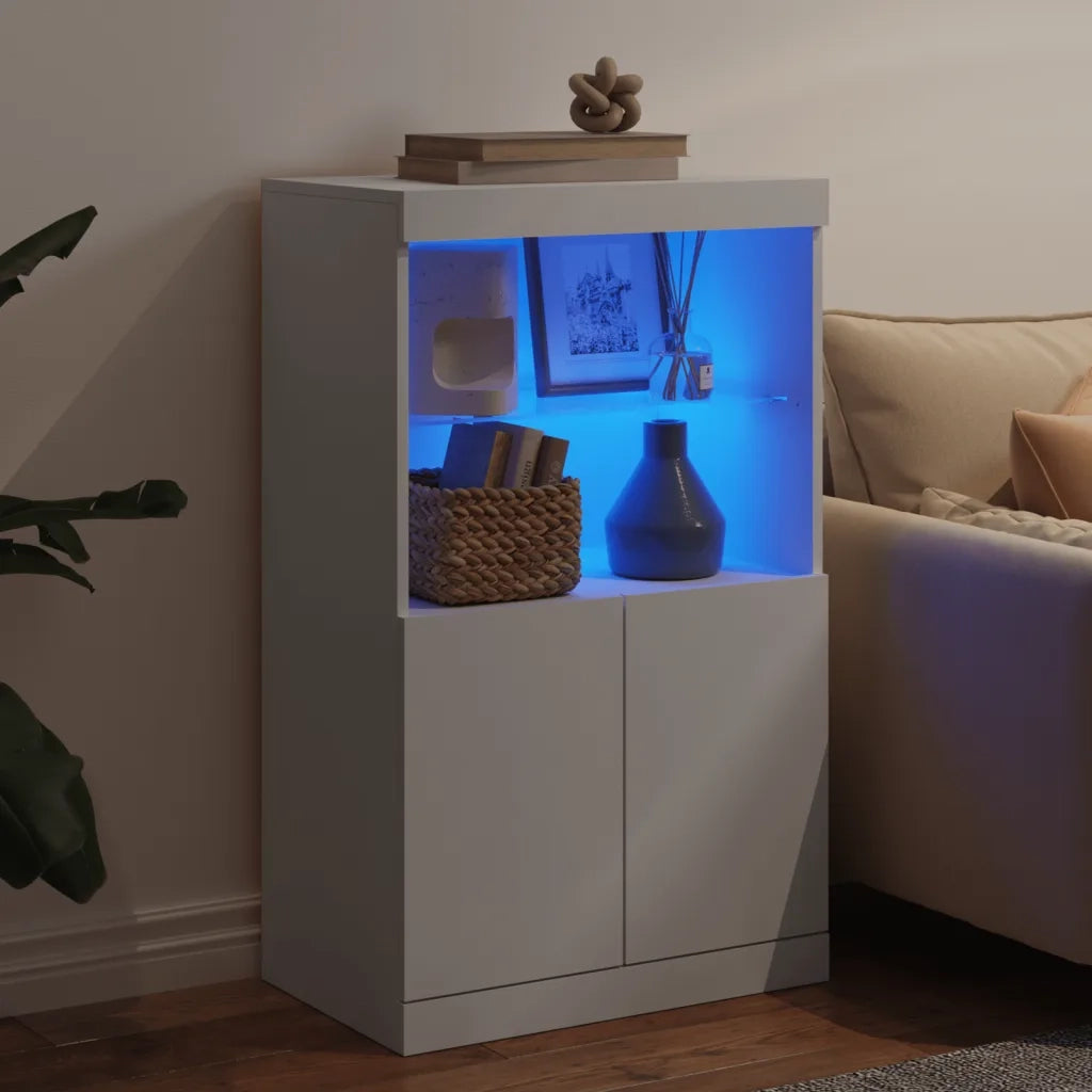 Credenza con Luci LED Bianca 60,5x37x100 cm 836665
