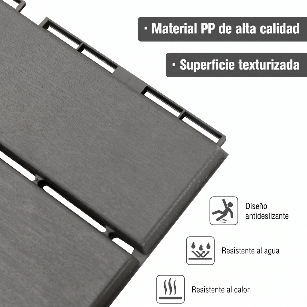 Set di 9 Piastrelle Quadrate 30x30 cm per Giardino ¨C Minimal ¨C Grigio
