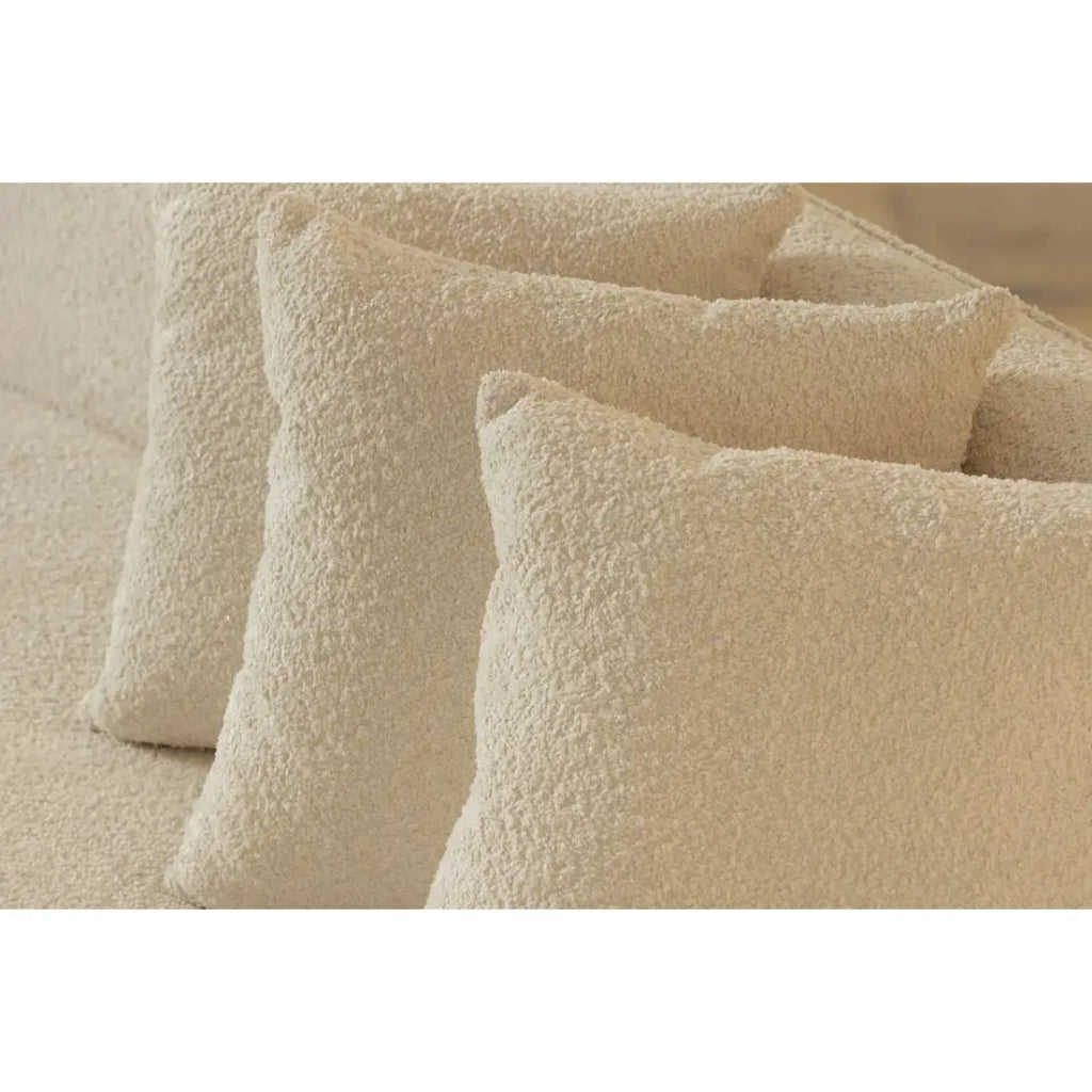 Divano dritto SOREN beige 5 posti – Divano design in tessuto bouclé con forma arrotondata