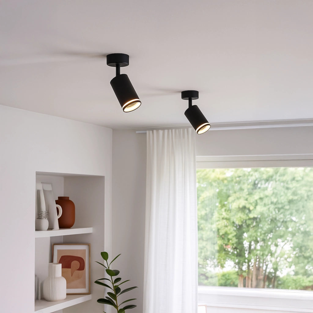 Faretto soffitto moderno nero tondo orientabile GU10