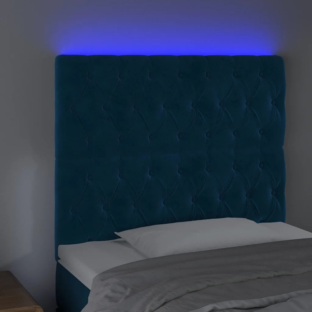 Testiera a LED Blu Scuro 100x7x118/128 cm in Velluto 3122806