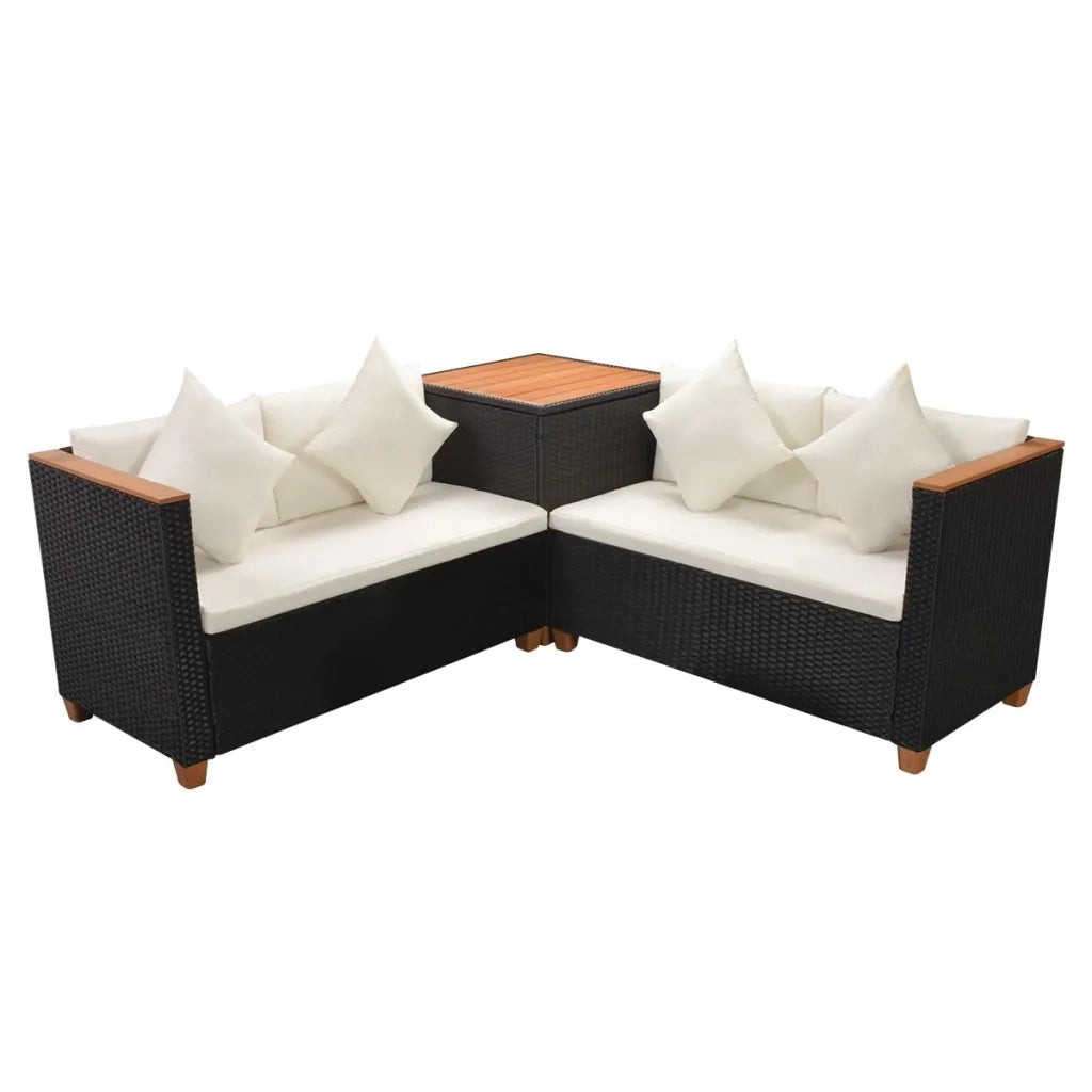 Set Divani da Giardino 4 pz con Cuscini in Polyrattan Nero cod mxl 34803