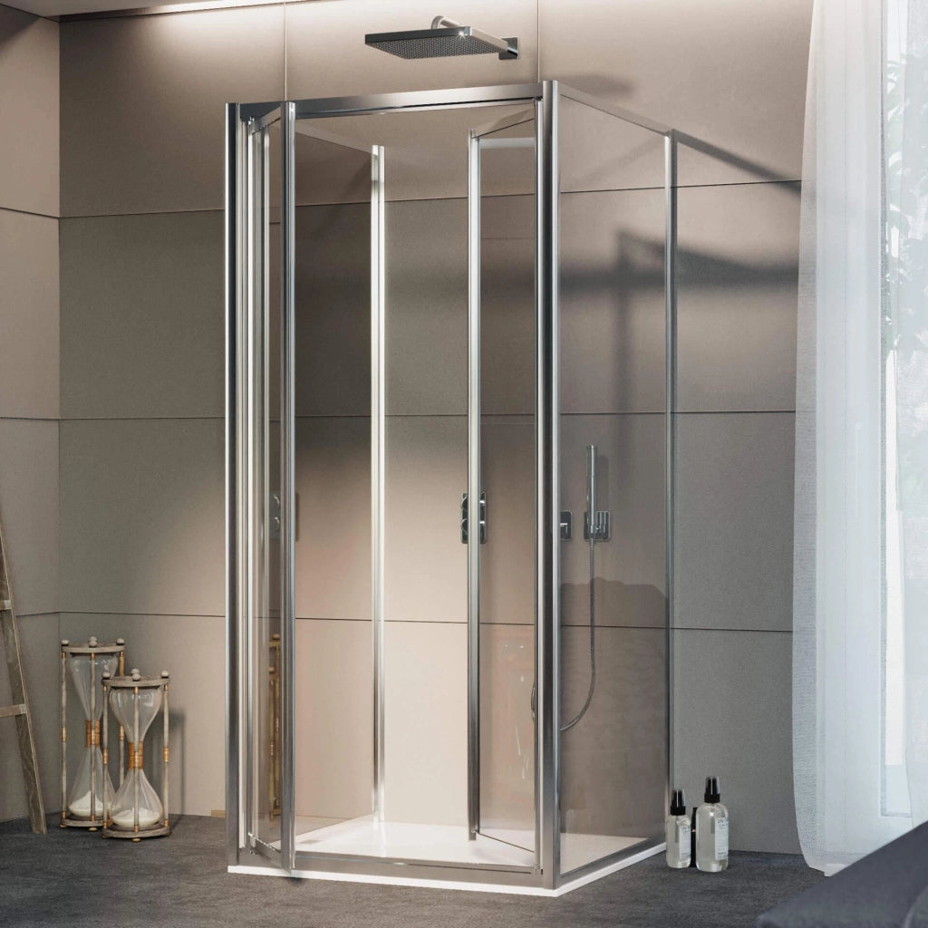 Box Doccia 3 lati 90x70x90 cm 2 Ante Battenti in Cristallo Trasparente 4-6mm H185 Fosterberg Skagen Trio