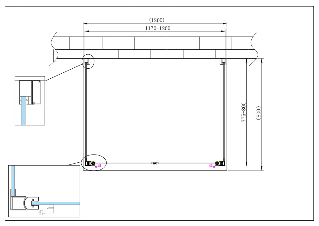 Porta battente Saloon  + 2 lati fissi box doccia 6 mm cromo 2 FISSE 77,5-80 + SALOON 117-120