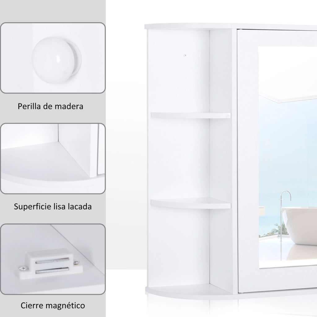 Armadio da bagno con specchio ¨C Zephmum ¨C Bianco 66x17x63 cm