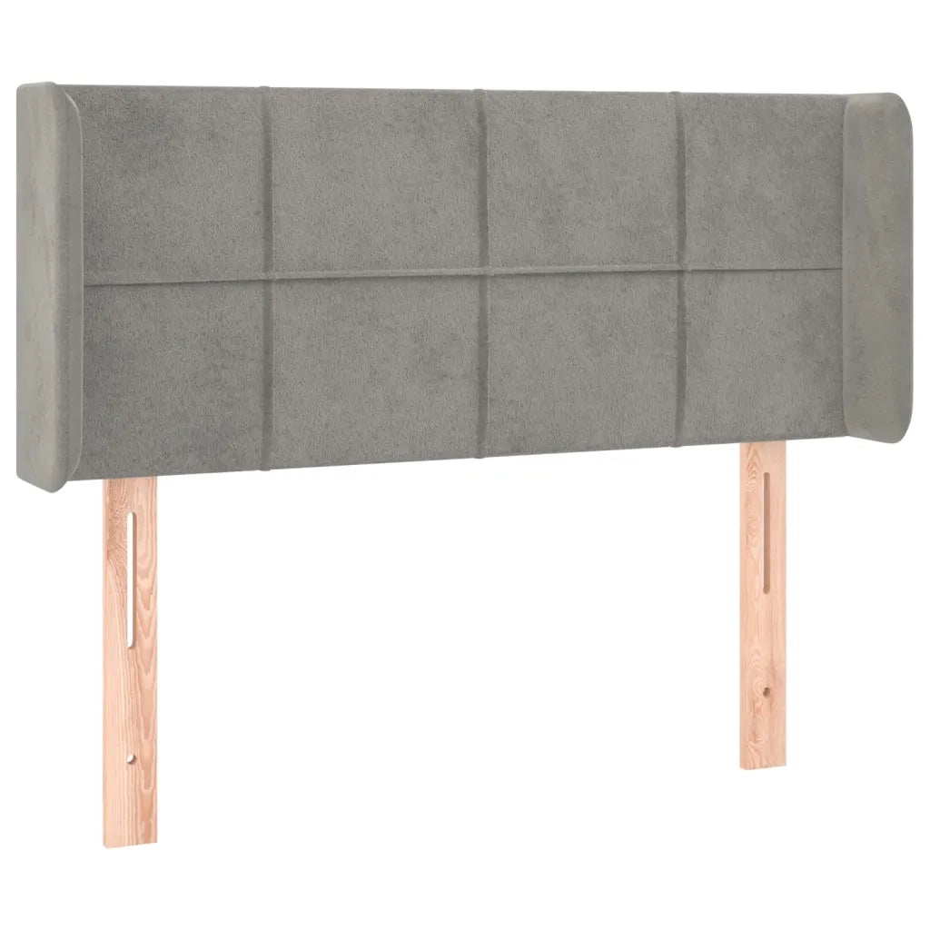 Testiera ad Orecchio-Testata con Orecchie Grigio Chiaro 103x16x78/88 cm in Velluto 885665