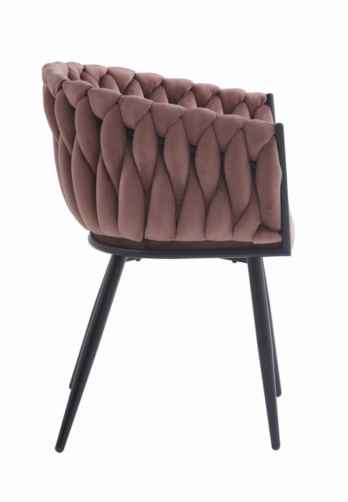 Sedia Valora MAYAN in velluto rosa scuro con gambe nere x2