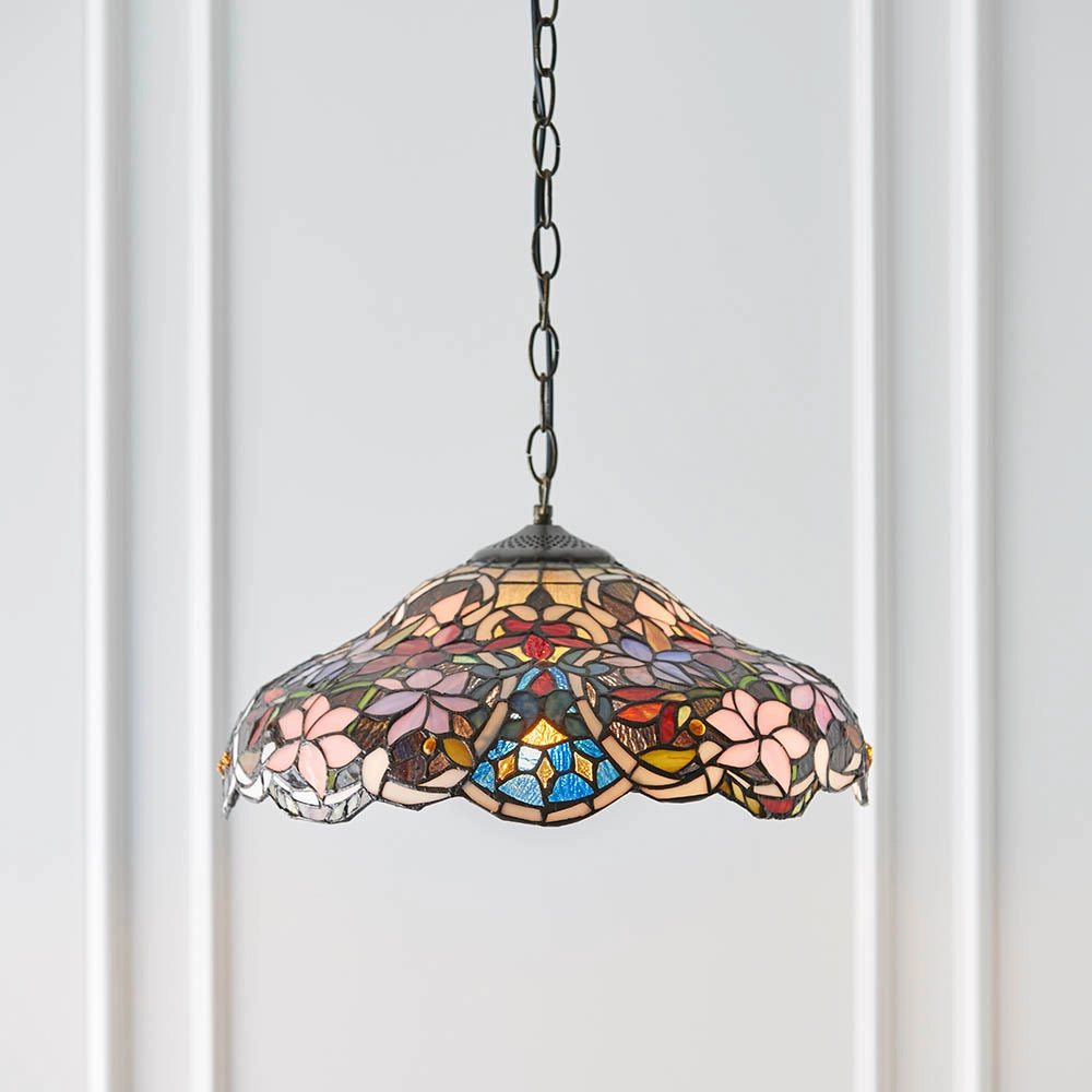 Lampada a sospensione Tiffany floreale E27 60W Sullivan