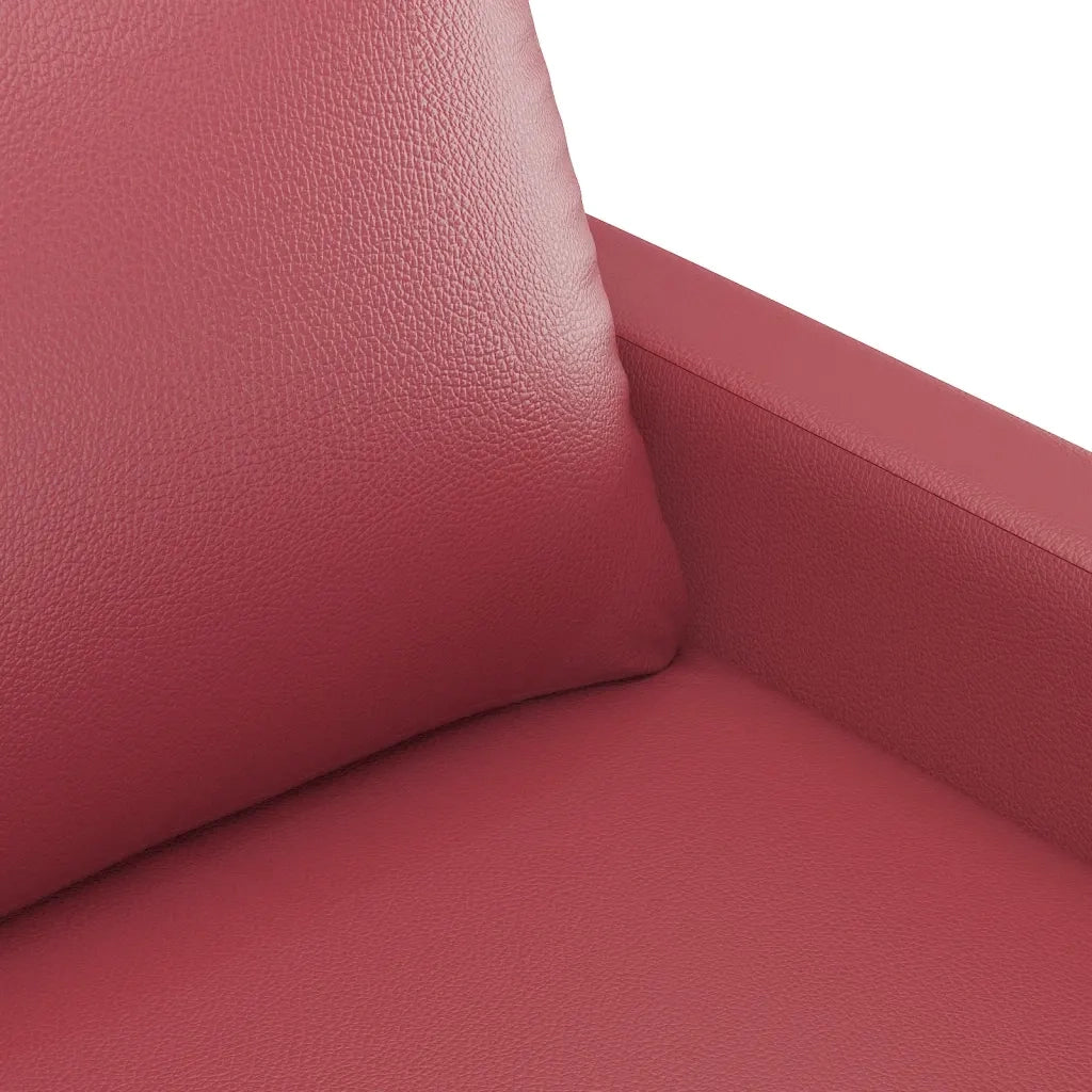 Set di Divani 3 pz con Cuscini Rosso Vino in Similpelle