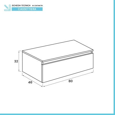 Cassettone sospeso bagno 80 cm bianco lucido  Iside