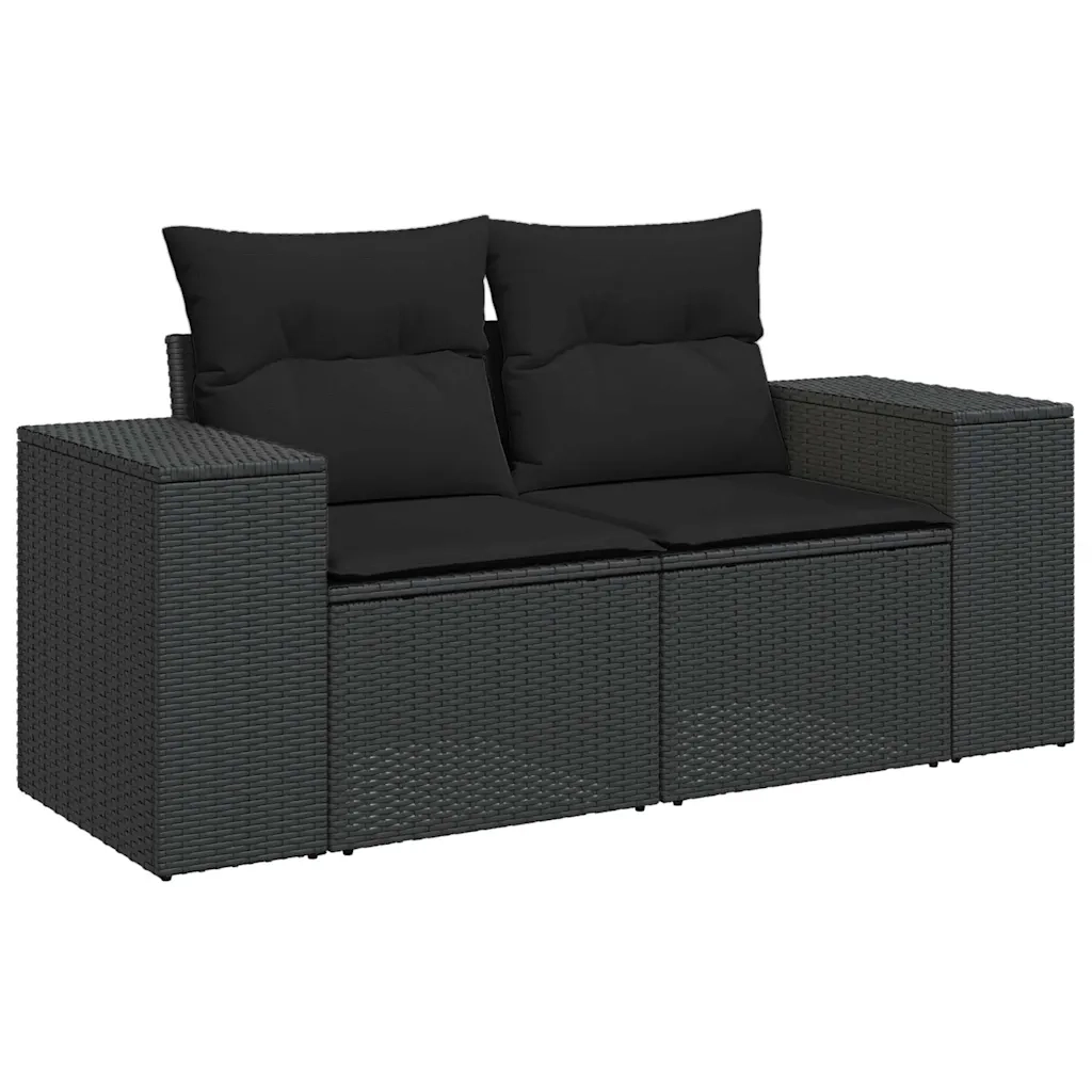 Set Divani da Giardino con Cuscini 7pz Nero Polyrattan 3325691