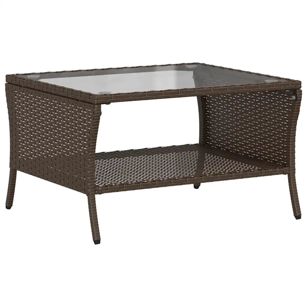 Divano a 2 Posti con Cuscini-Sofa 2 Posti con Cuscini e Tavolo Marrone Polyrattan