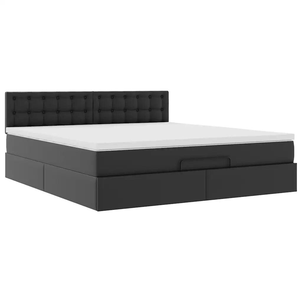 Pouf Letto con Materassi e LED Nero 160x200cm Similpelle 3312162