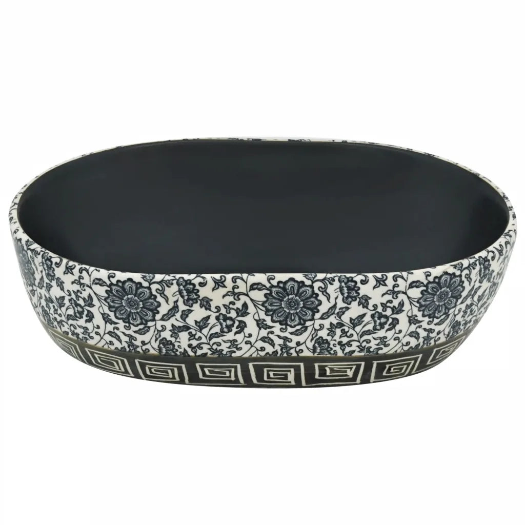 Lavabo da Appoggio Nero e Blu Ovale 47x33x13 cm Ceramica 155070