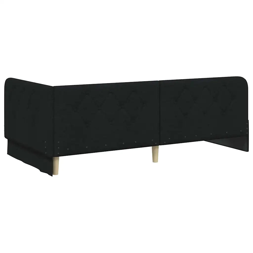 Cornice del letto ad angolo Nero 90 x 190 cm Tessuto