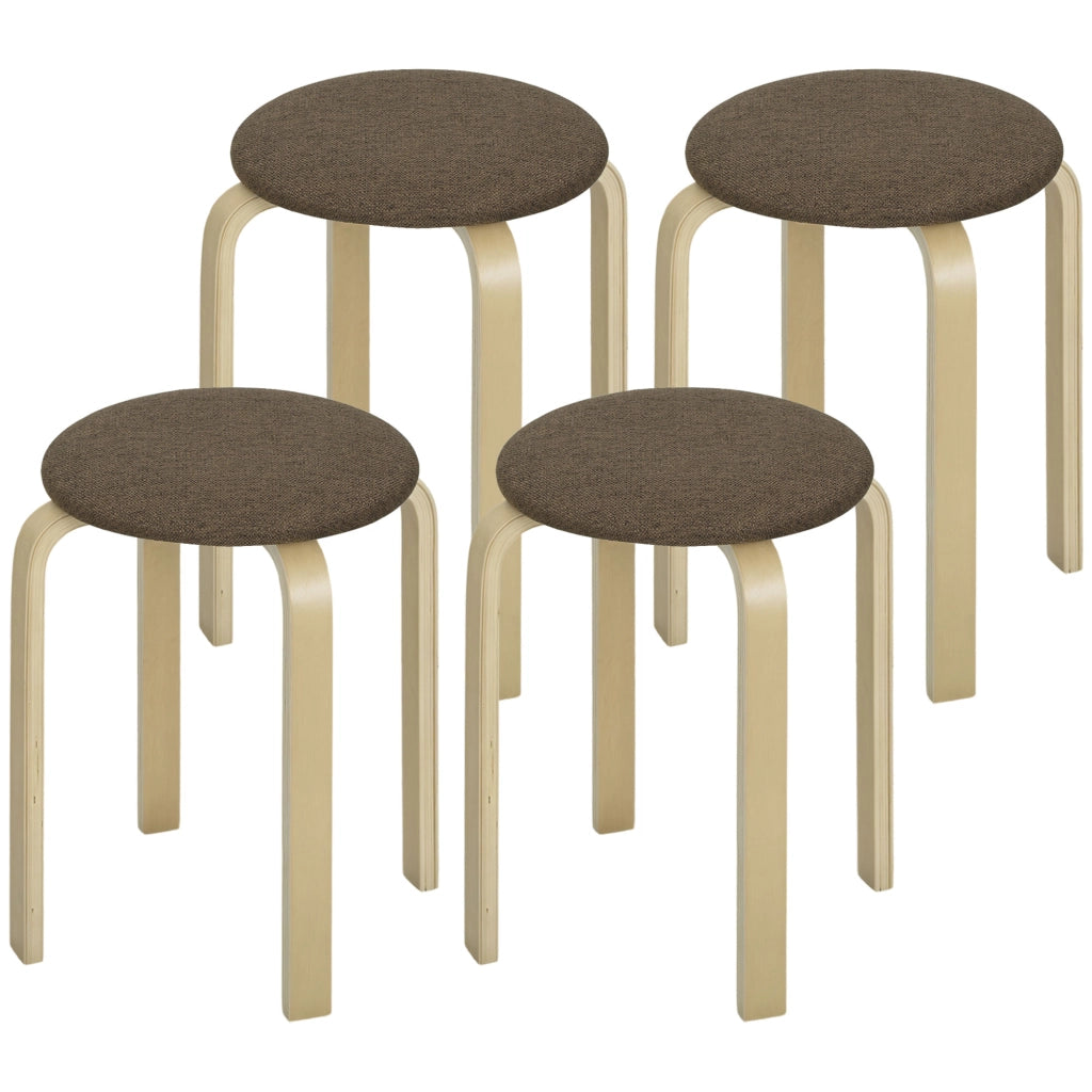 Pouf Imbottiti Imbottito 4 Pezzi ¨C Minimal ¨C Marrone Legno