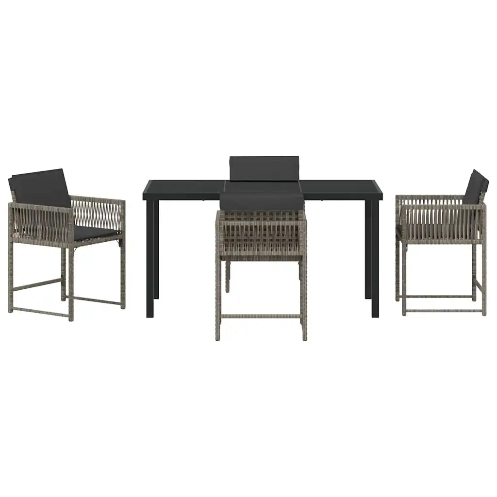Set da Pranzo per Giardino 5 pcs Grigio polyrattan