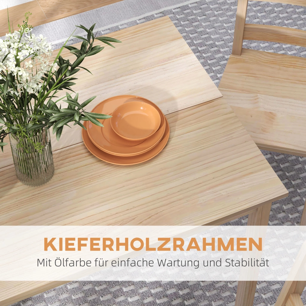 Set tavolo da pranzo con sedie ¨C Minimal ¨C legno massello naturale 118x73x75 cm