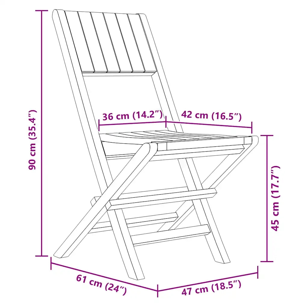 Sedie da Giardino Pieghevoli 6pz 47x61x90cm Legno Massello Teak 3155059