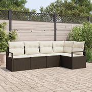 Set Divano da Giardino 5 pcs Marrone e bianco polyrattan 3355047