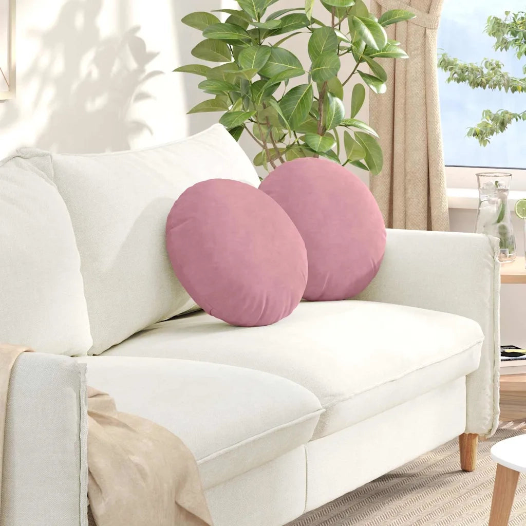 Cuscini per Seduta 2 pcs Rosa Ø 40 x 13 cm Velluto 42014141