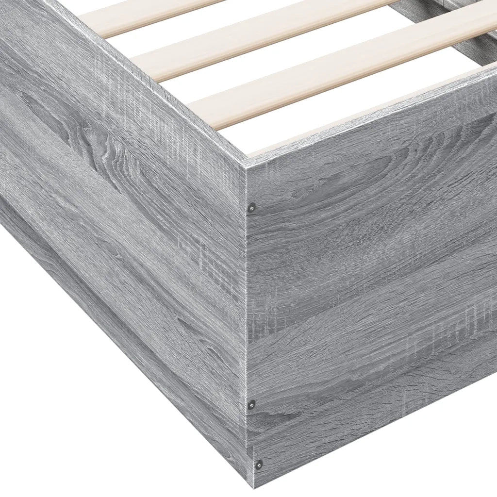 Letto singolo | Letto per adulti | Giroletto Luci LED Grigio Sonoma 75x190 cm in Legno Multistrato