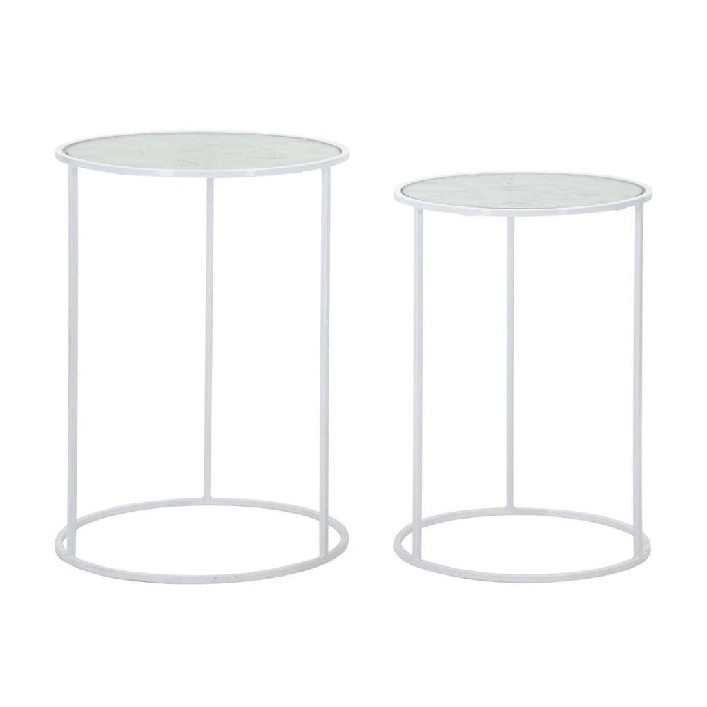 Set di Tavolini VKH556, Bianco, Metallo, 43x43x60 cm