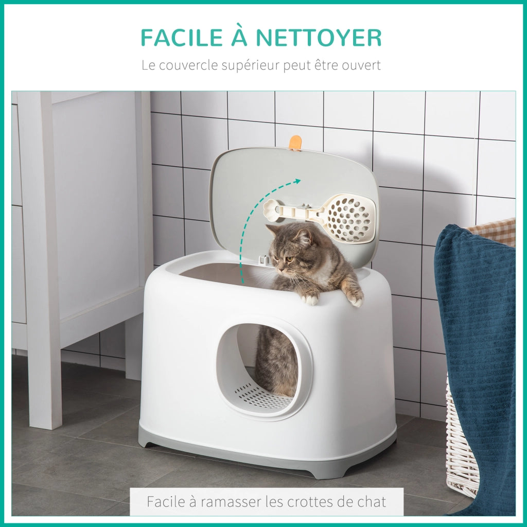 Casetta igienica per gatti chiusa con coperchio e paletta ¨C Minimal ¨C 55x40x39 cm bianco