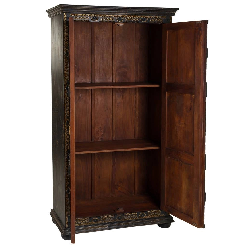 Mobile in legno intagliato nero 102x44x183h