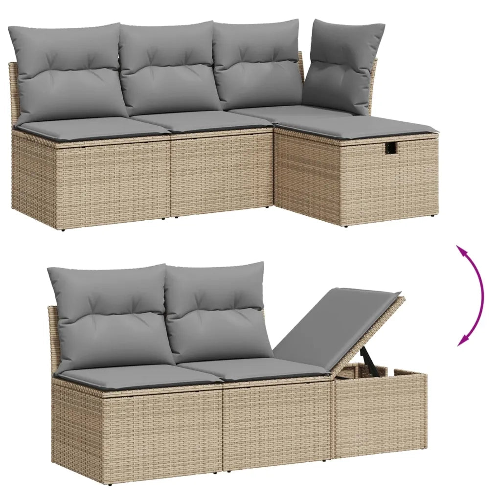 Set Divano da Giardino 6 pz con Cuscini Beige Misto Polyrattan 3263795