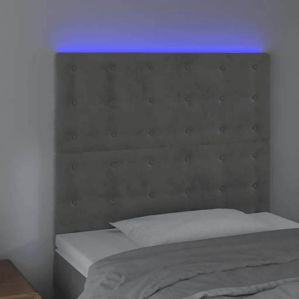 Testiera a LED-Testata con LED Grigio Chiaro 100x5x118/128 cm in Velluto 711754