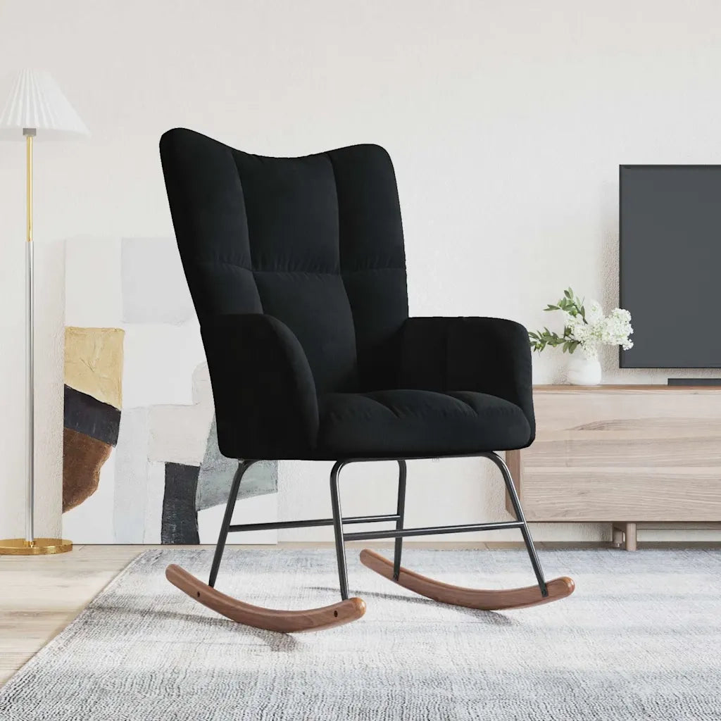 Sedia a Dondolo Nera in Velluto CFW3209044