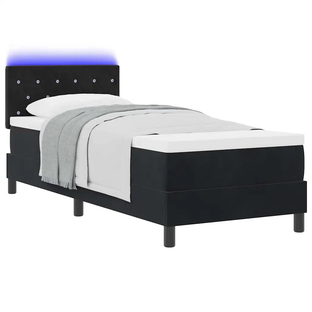 Letto a Sorgente LED con materasso Nero 80 x 200 cm Velluto 3342550