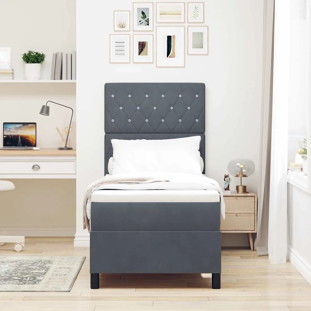 Letto a molle con materasso Grigio scuro 80 x 200 cm Velluto 3339729