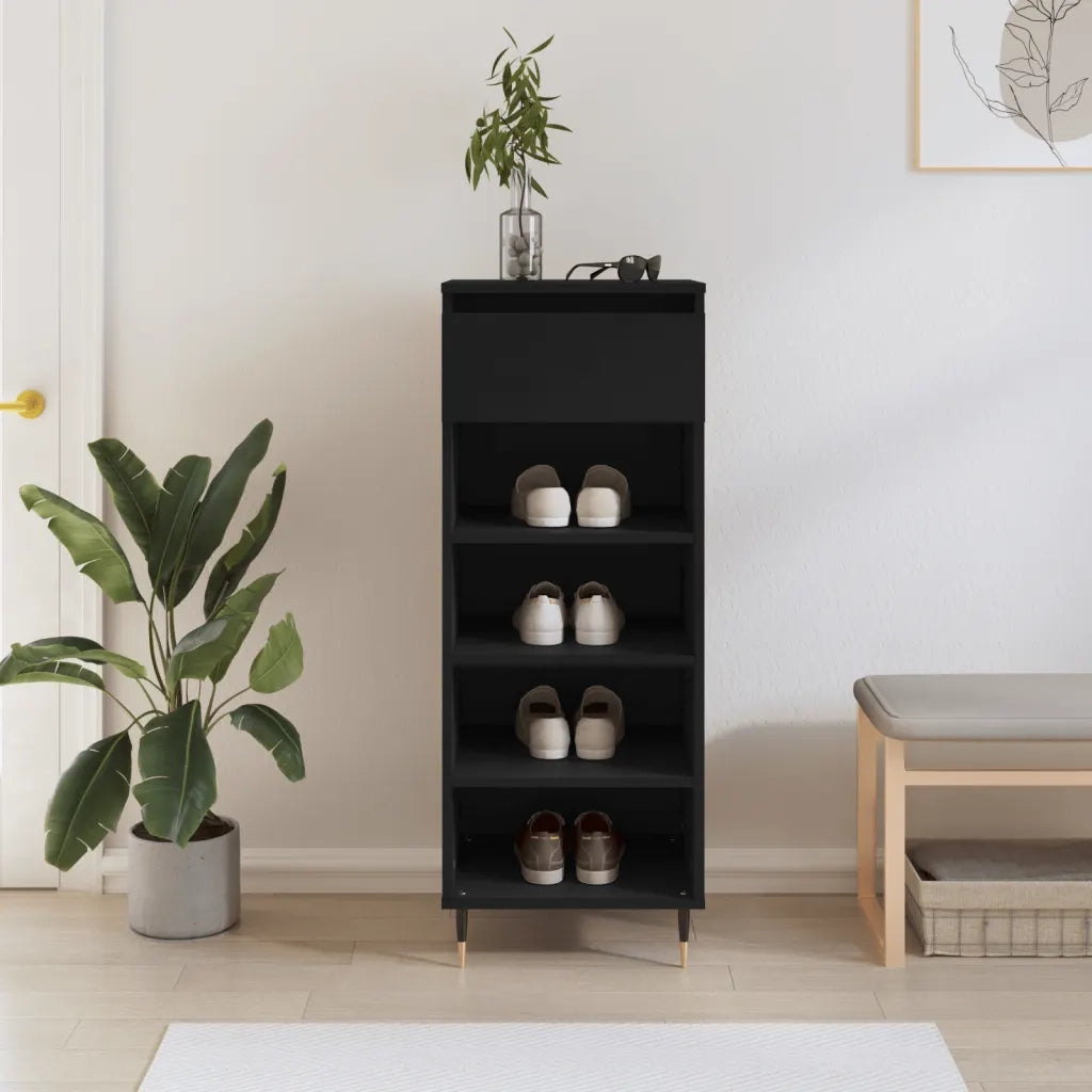 Scarpiera | Mobile per scarpe Nera 40x36x105 cm in Legno Multistrato