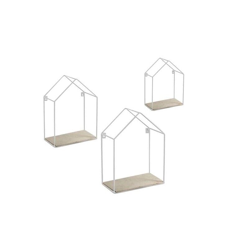 SET 3 BACHECHE STILE INDUSTRIAL 20-15CM CON DESIGN CASETTA STRUTTURA BIANCA