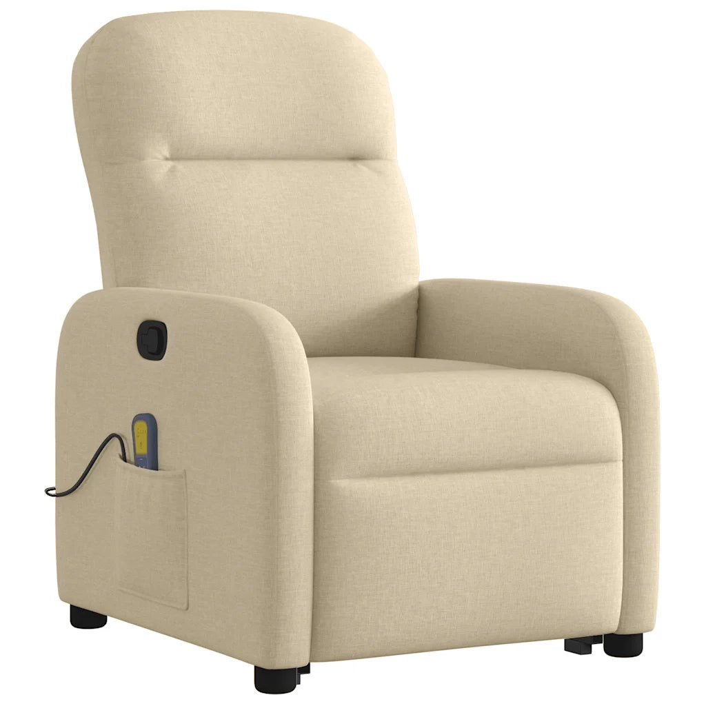 Poltrona Alzapersona Massaggiante Reclinabile Crema in Tessuto 3302990
