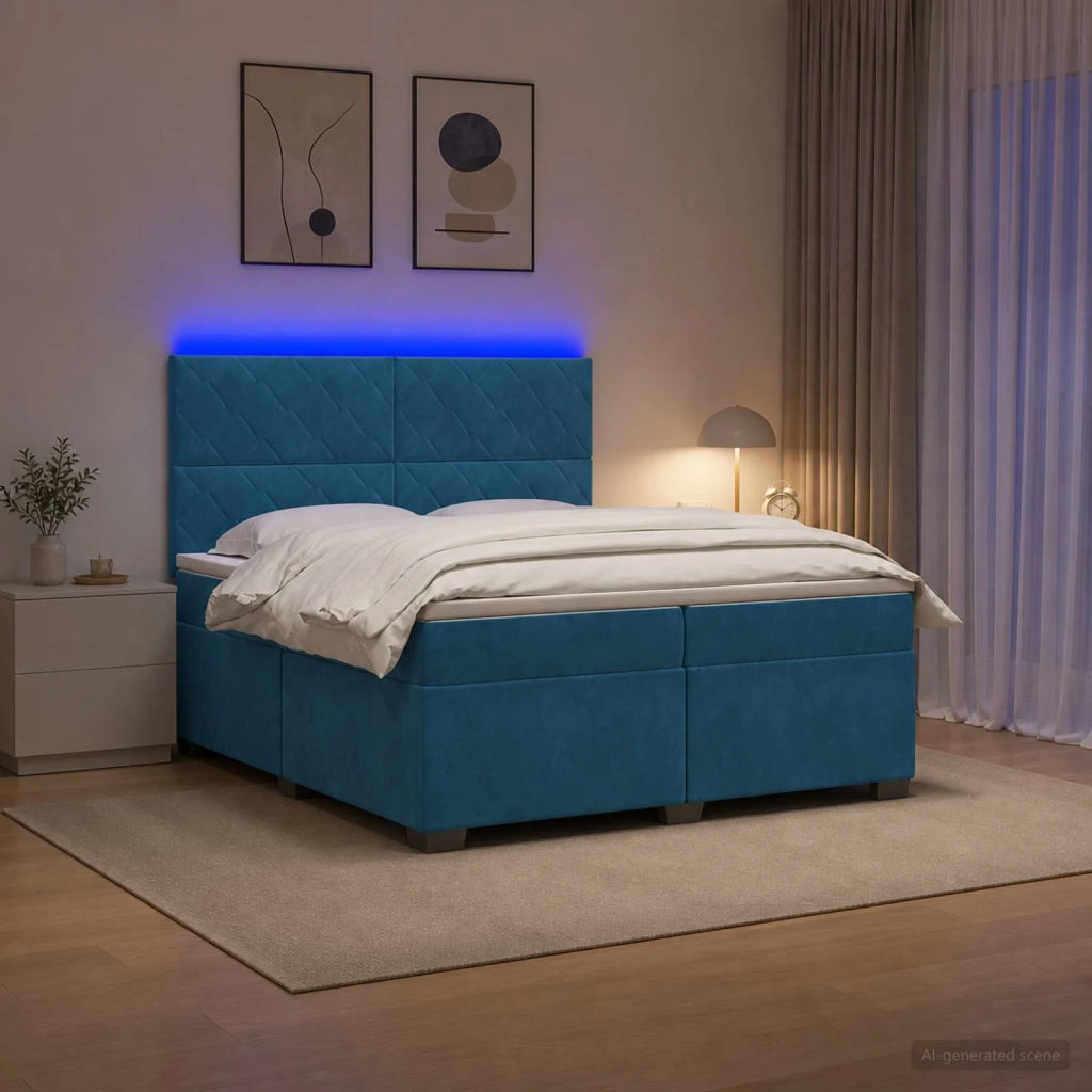 Letto box spring con materasso Blu 200 x 200 cm Velluto 3455184